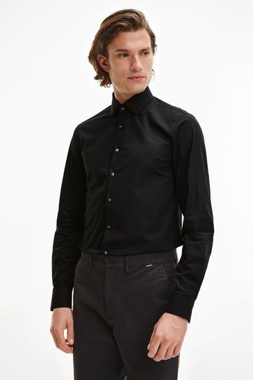 Calvin Klein Black Slim Fit Poplin Stretch Shirt