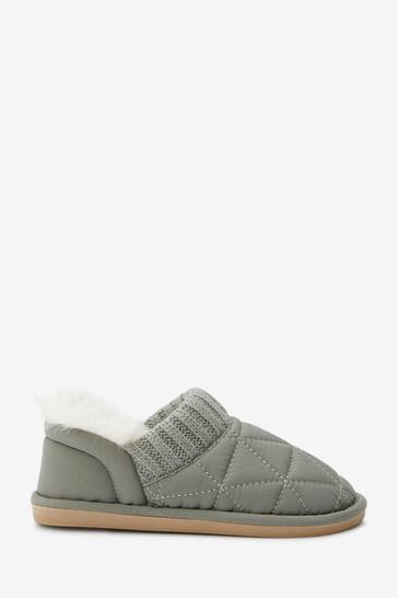 Sage Green Quilted Slippers