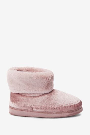 Pink Shimmer Faux Fur Lined Slipper Boots