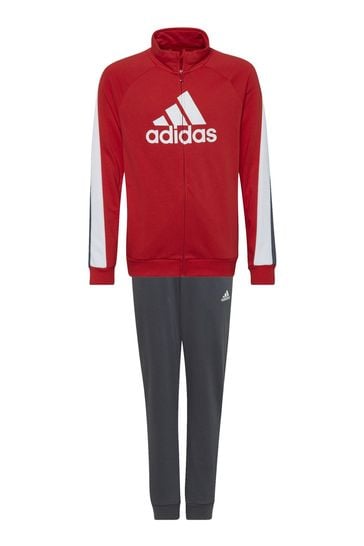 adidas Red Colourblock Big Badge Of Sports Tracksuit