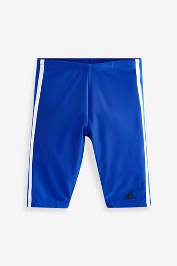 adidas Blue Fit Jammer 3-Stripes Swim Shorts
