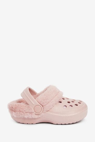 Buy Pink Warm Lined Clog Slippers from Next Singapore