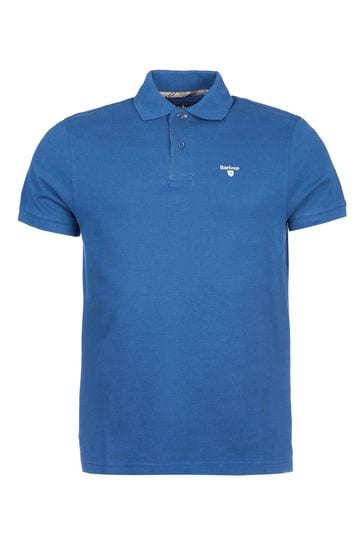 Barbour® Blue Tartan Pique Polo Shirt