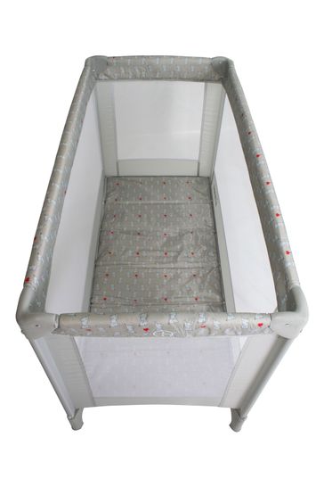 My Babiie Grey Dani Dyer Elephants Travel Cot