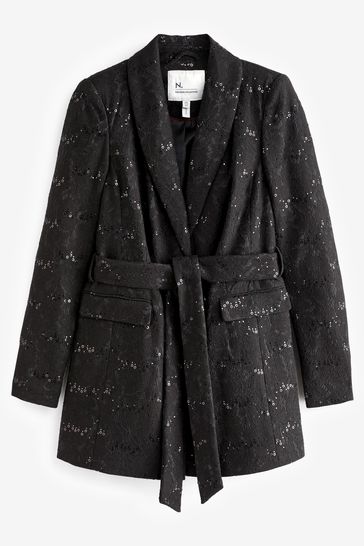Lace blazer black sale