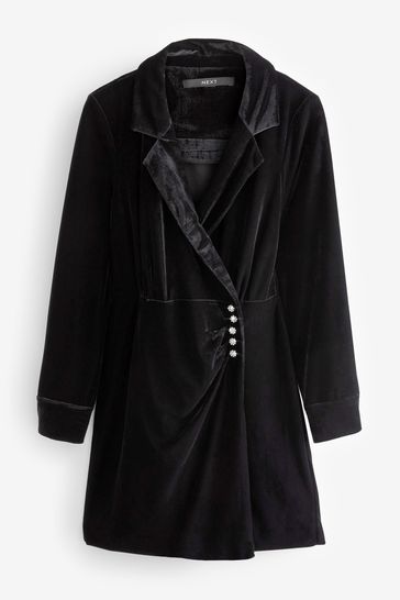 Topshop velvet drape button mini dress shop