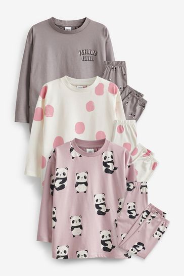 Pink/Grey Jogger Pyjamas 3 Pack (3-16yrs)