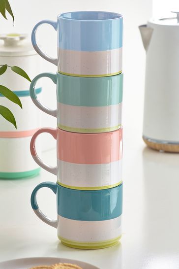 Set of 4 Multi Bright Stacking Mugs