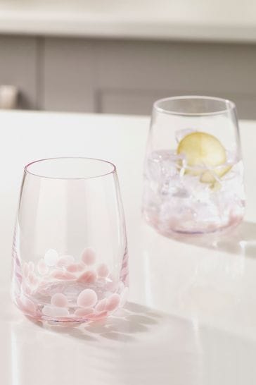 Pink Set of 2 Confetti Tumbler Glasses