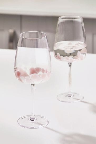 Pink Set of 2 Confetti Wine Glasses