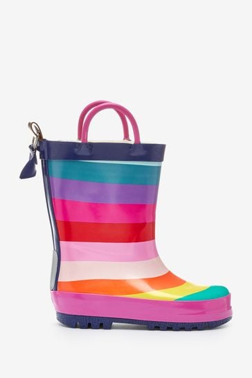 Botas de agua con asas y diseño de rayas multicolor arcoíris