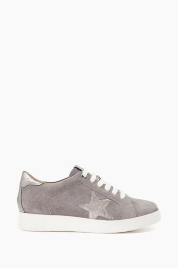 Dune London Grey Eddris Cutout Star Trainers