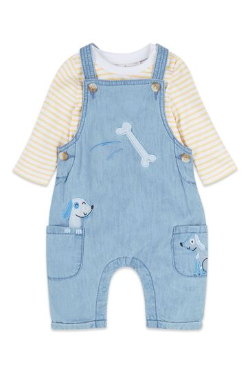 M&Co Blue Dog Dungarees And Top Set