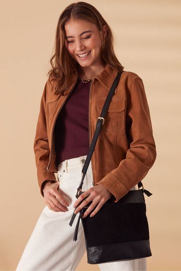 Buy Accessorize Leather Messenger Black Bag from Next Luxembourg