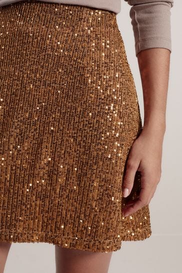 Buy Gold Sequin Mini Skirt from Next Netherlands