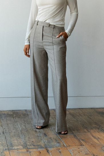 Herringbone wide leg trousers shop