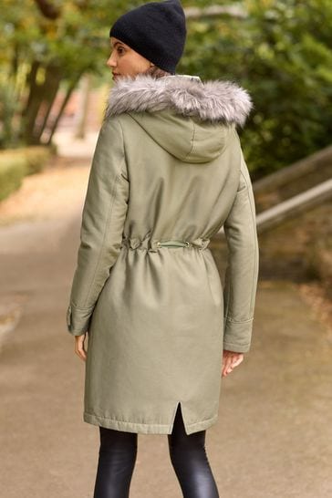 Faux fur hooded parka womens 2025