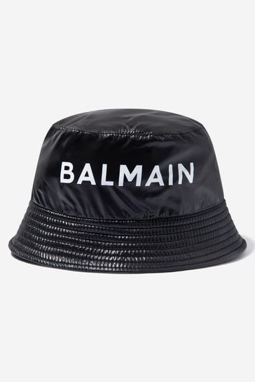 Boys Black Logo Print Bucket Hat