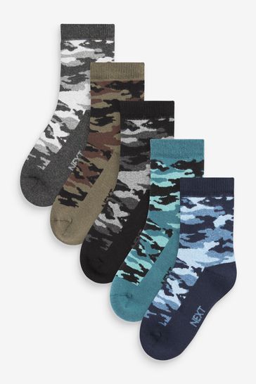 Camouflage Cotton Rich Thermal Socks 5 Pack