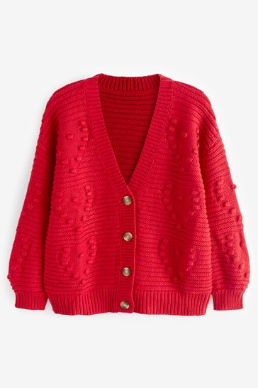 Red cable knit cardigan womens discount