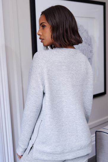 Grey Textured Oversized Sweatshirt