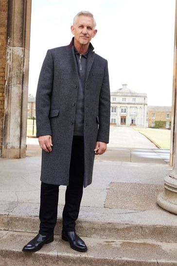 Grey Signature Italian Wool Rich Epsom Overcoat With Cashmere