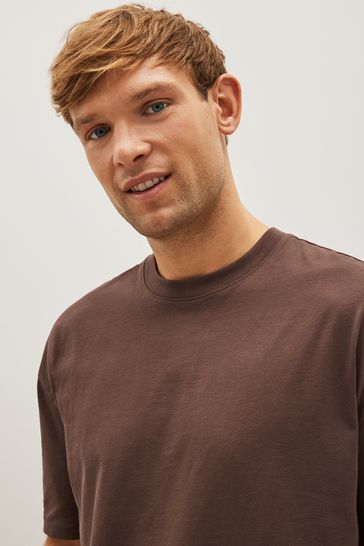 Brown crew neck t shirt store
