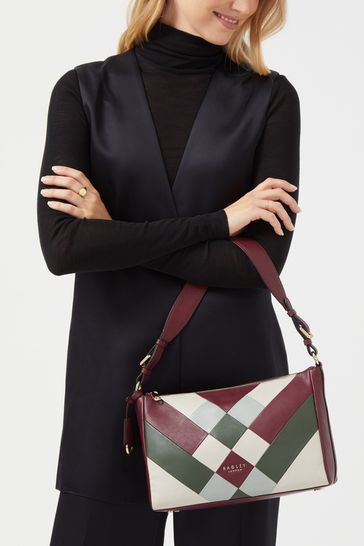 Radley London Red Dukes Place Diamond Patchwork Medium Ziptop Shoulder Bag