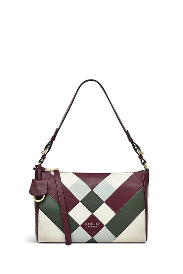 Radley London Red Dukes Place Diamond Patchwork Medium Ziptop Shoulder Bag