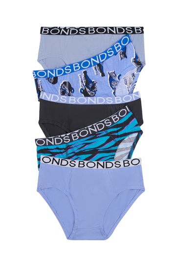 Buy Bonds Blue Leopard Multi Logo Briefs 5 Pack from Next USA