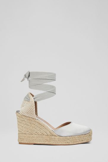 Buy LK Bennett Grey Esmerelda Satin Espadrille Wedges from Next