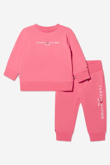 Baby Girls Cotton Tracksuit in Pink