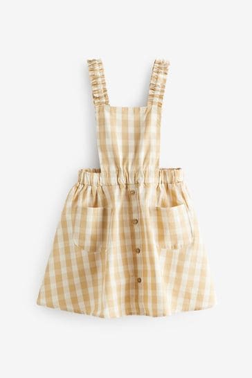 Lil Atelier Beige Check Frill Pinafore Dress