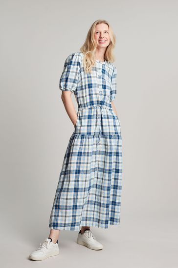 Blue checkered dress store