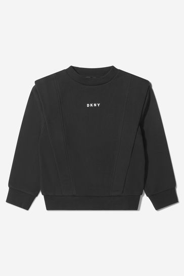 Girls Cotton Logo Sweatshirt in Black