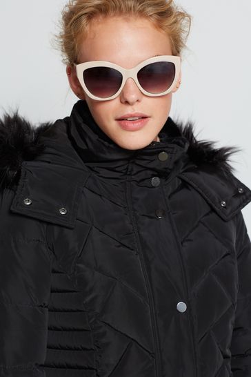 Black faux hotsell fur panel jacket