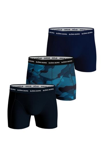 Bjorn Borg Blue Cotton Stretch Boxer 3 Pack