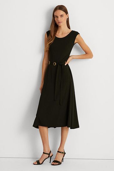 Black stretch deals midi dress