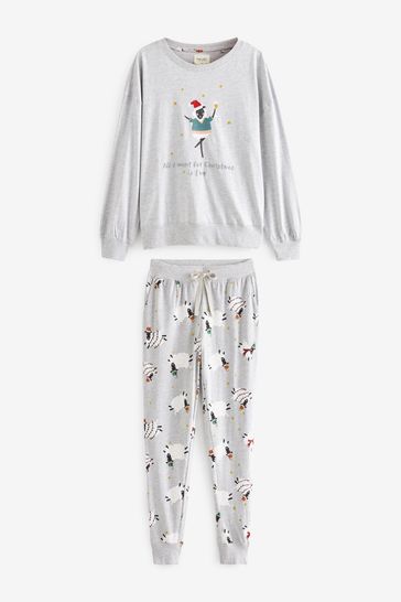 Buy Grey Sheep Matching Family Womens Jersey Pyjamas from Next Luxembourg