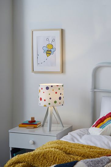 glow Silver Small Metal Polka Tripod Table Lamp