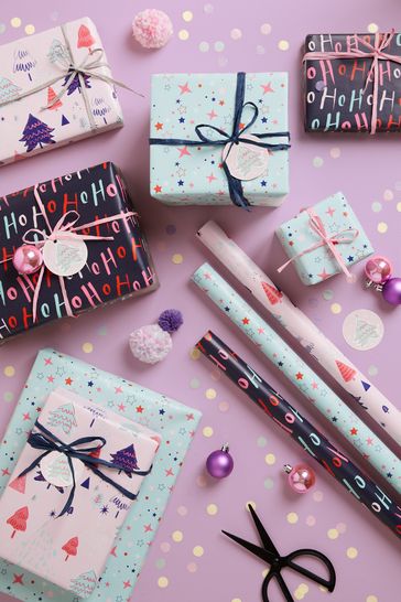 Set of 3 Pretty Pastels Christmas Wrapping Papers With Accessories
