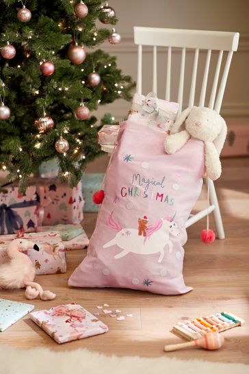 Pink Unicorn Christmas Present Sack