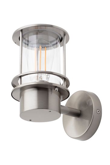 BHS Silver Leonis Miners Style Wall Lantern Outdoor Light