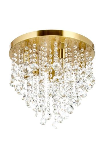 BHS Brass Celeste 9 Light Flush Indoor and Bathroom Ceiling Light