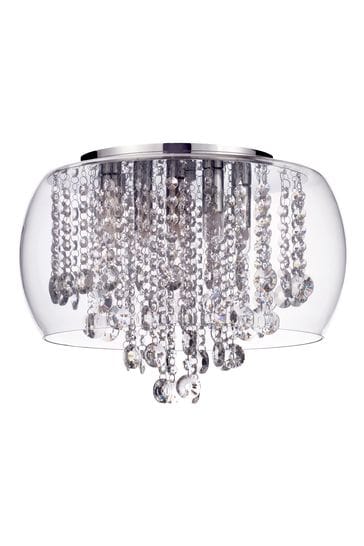 BHS Silver Nore Small Encased Flush Ceiling Light