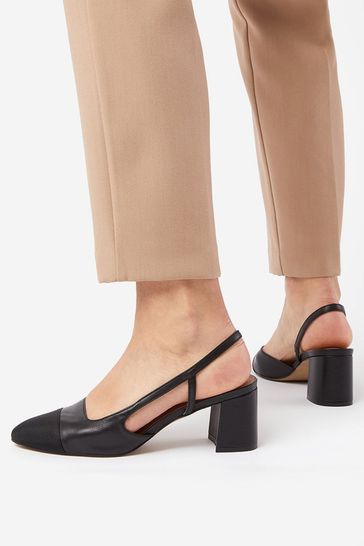 Buy Dune London Black Crofts Mid Block Heel Slingback Pumps from
