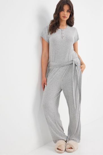 Figleaves Grey Supersoft Rib Jumpsuit