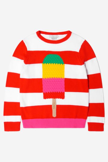 Girls Cotton Knitted Striped Lolly Jumper