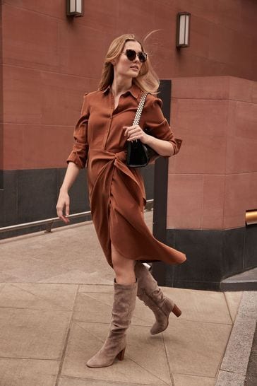 Taupe Forever Comfort Knee High Slouch Boots
