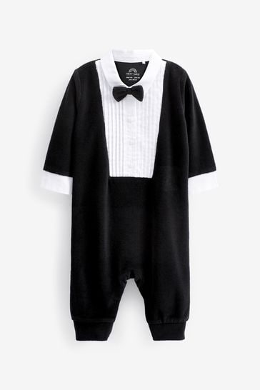 Black Tuxedo Baby Velour Sleepsuit (0mths-2yrs)